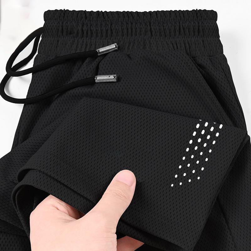 2025 Ice Silk Mesh Shorts Men's Loose Breathable Casual Pants Summer Thin Quick-drying Pants Men's Sports Running