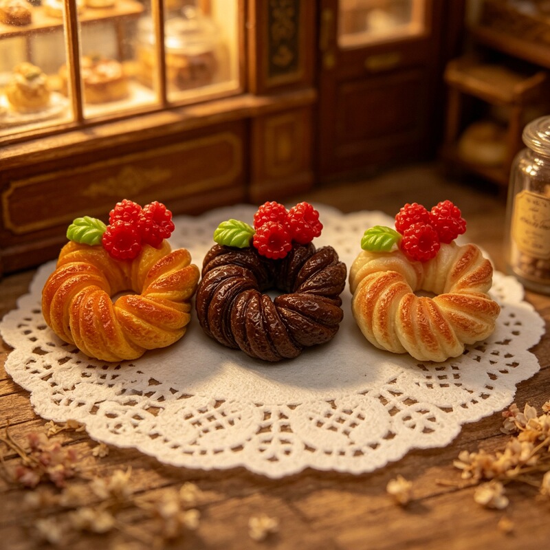 Miniature Raspberry Bread Ring Simulation Bakery Miniature Food Toy Keychain Pendant DIY Accessory Materials Miniature Raspberry Bread Ring Simulation Bakery Miniature Food Toy Keychain Pendant DIY Accessory Materials
