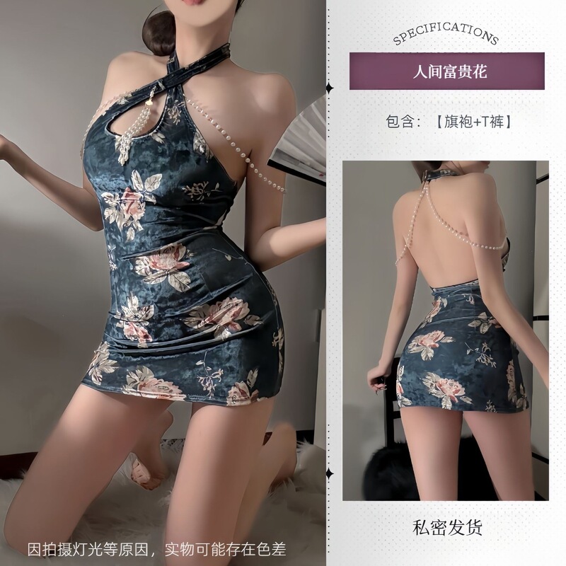 Dusk Private Island Sexy Lingerie Pure Desire Style Cheongsam Uniform Republic of China Socialite Pearl Nightgown Home Bodycon Dress A991 Dusk Private Island Sexy Lingerie Pure Desire Style Cheongsam Uniform Republic of China Socialite Pearl Nightgown Home Bodycon Dress A991