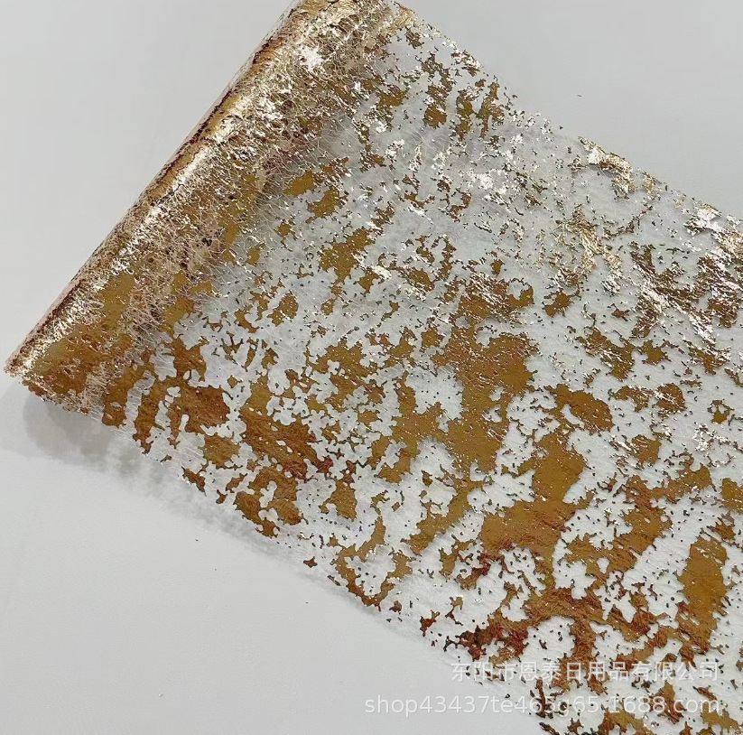 网纱桌旗白底玫瑰金2