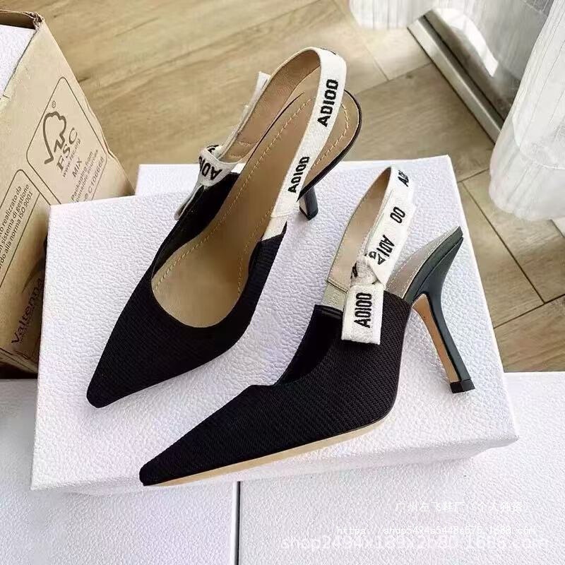 2025 New Knitted French Cat-Heel D-Strap Sandals for Women, Summer Pointed-Toe High Heels, Shallow Shoes 2025 New Knitted French Cat-Heel D-Strap Sandals for Women, Summer Pointed-Toe High Heels, Shallow Shoes