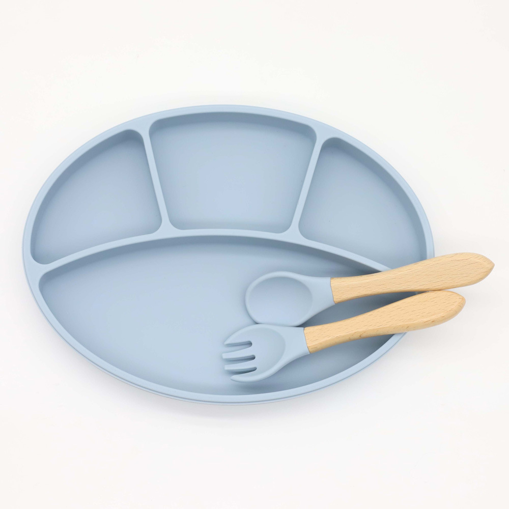 Venta caliente suplemento de alimentos para bebés vajilla de silicona conjunto de silicona para niños lechón tazón integrado Placa de silicona