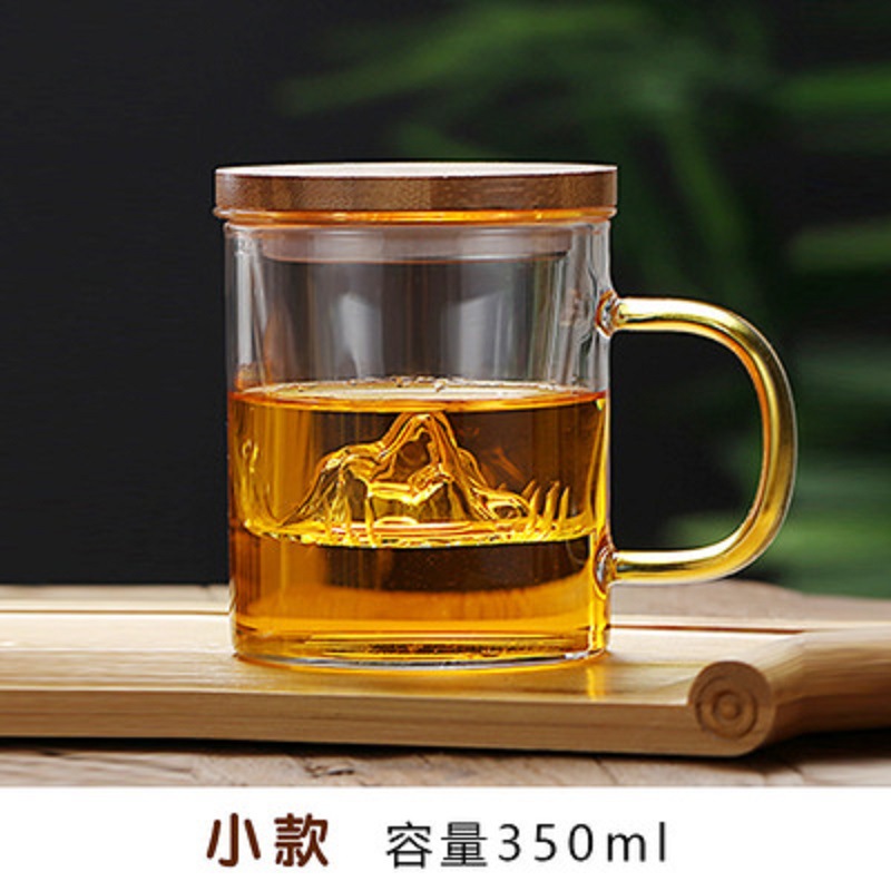 Fábrica en stock venta al por mayor de tres piezas conjunto taza filtro Oficina creativa taza de té cubierta de bambú Guanshan taza de té taza de agua
