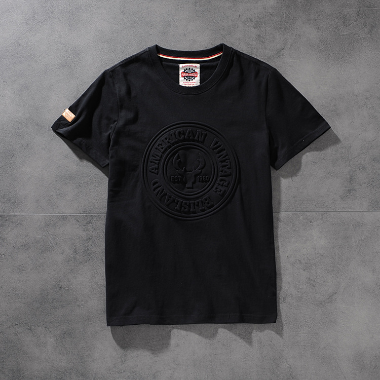 Air-rainbow American retro minimalist three-dimensional framed men's round-neck short-sleeved T-shirt half-sleeve AR804 31
