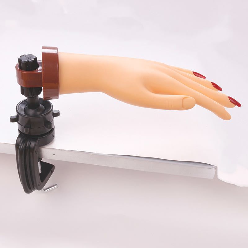Cross-border nail art practice hand mold bracket prosthetic hand simulation soft hand model with fixed desktop bracket display