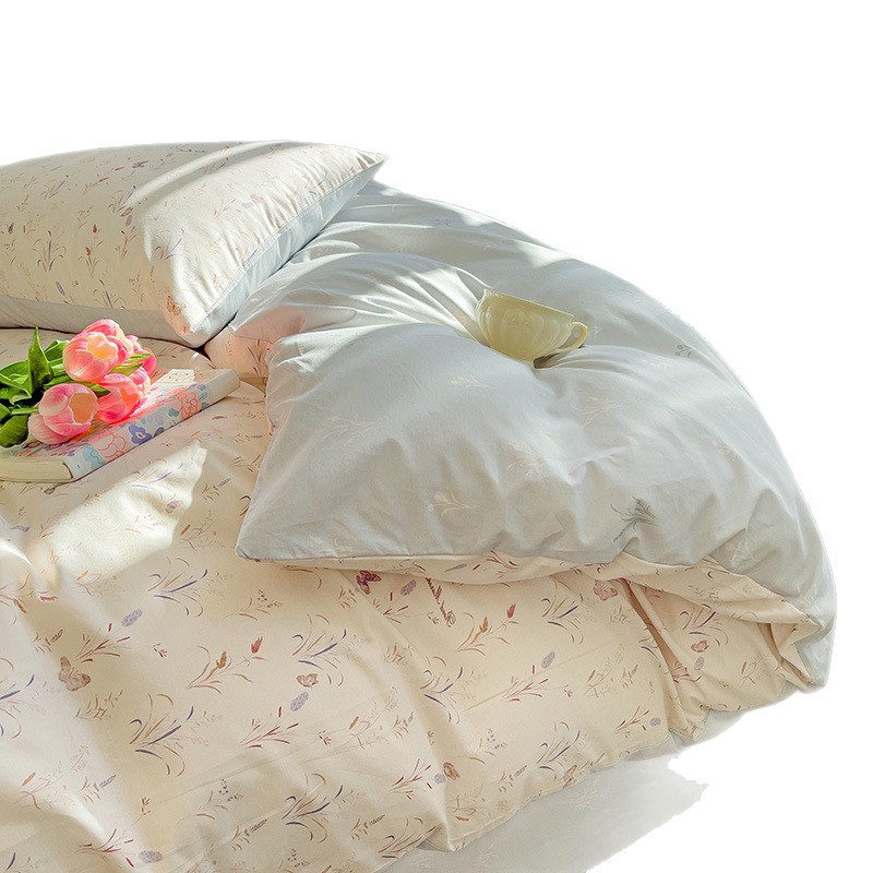 Solid Colour Cotton Bedding Set Nordic Style Duvet Cover And Sheet_voghion.com
