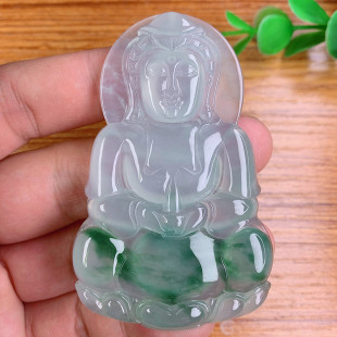 Natural Burmese Laokeng Jade Guanyin Pendant Ice Glutinous Pendant Jewelry for Men and Women Holiday Gifts for Relatives and Friends