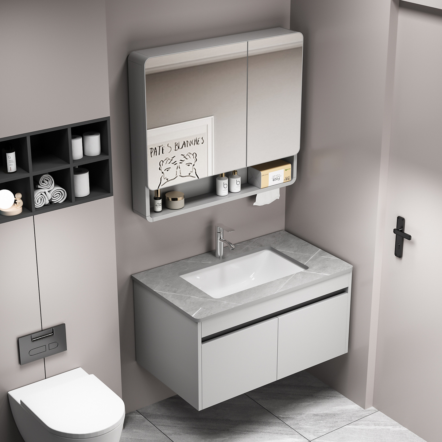 Nuevo gabinete de baño de panal de abeja grueso cerámica integral lavabo tipo pequeño lavabo de baño lavabo gabinete combinación
