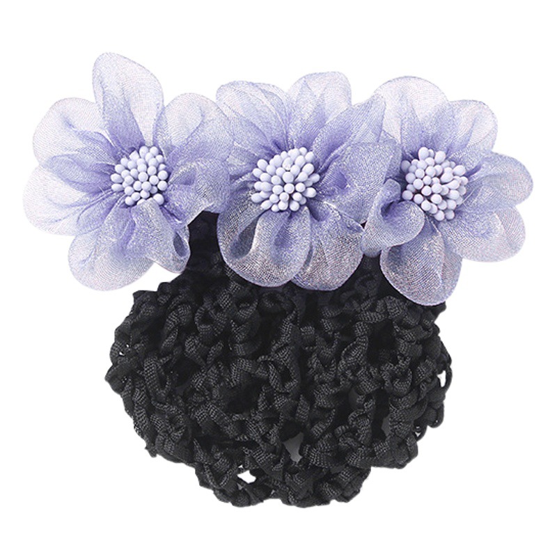 Fábrica en Stock Red de pelo enfermera tocado flor pelo red trabajo profesional Corea del Sur hotel Banco updo pelo clip neto de bolsillo al por mayor