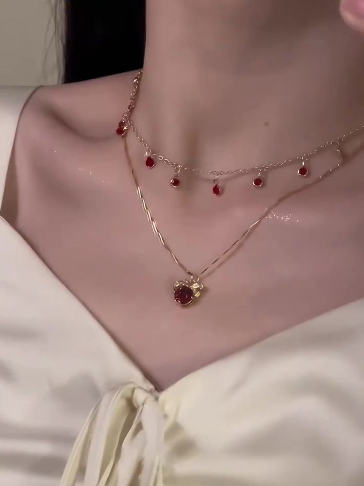 Red stacking necklace