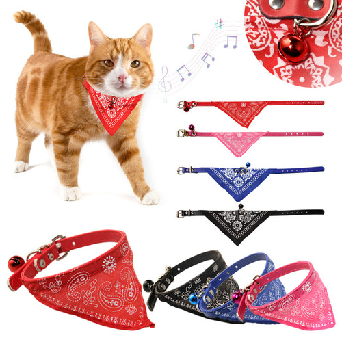 Cat collar, pet saliva towel, retractable triangle scarf, collar bell, cat scarf, pet supplies factory wholesale