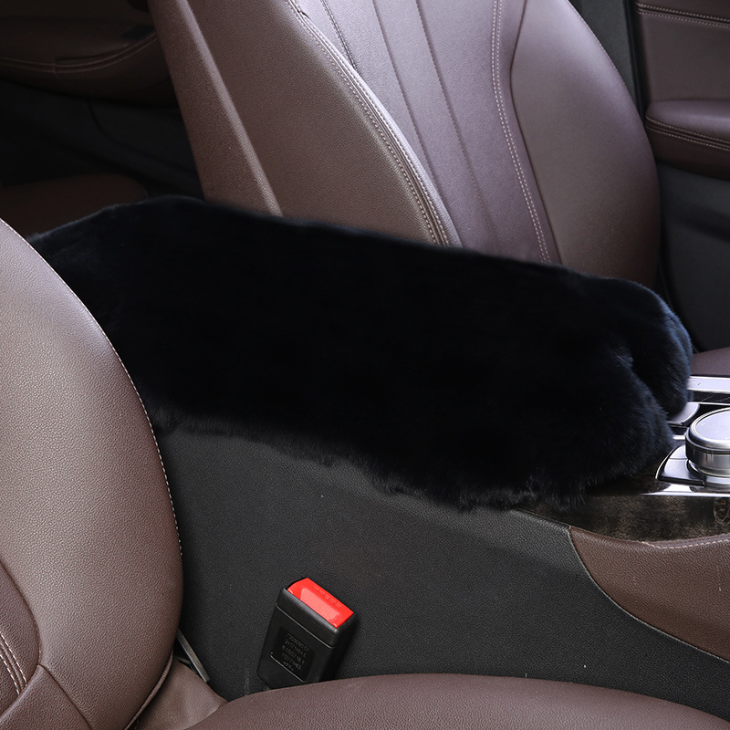 Universal – Armrest box pad Pad Winter New - pure-black-high-quality-whole-rex-rabbit-skin