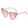 Genuine cute sunglasses heart-shaped, glasses heart shaped solar-powered handmade, European style, cat's eye