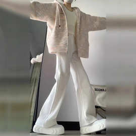 慵懒风粉色连帽针织外套2025早秋新款小个子软糯开衫上衣落肩微廓