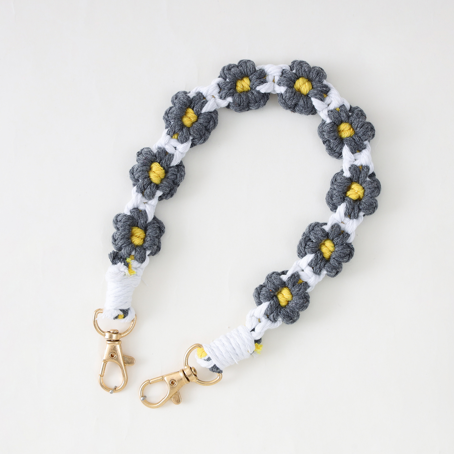 Doble hebilla blanqueada gris oscuro amarillo / 38cm