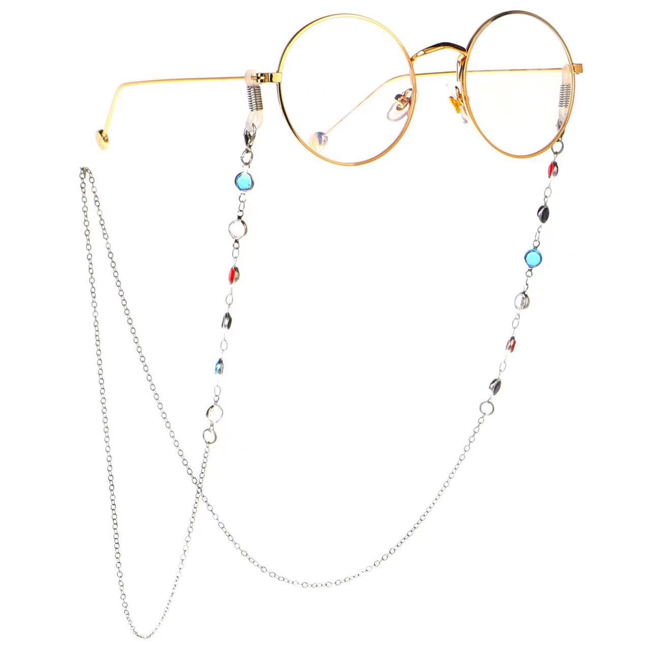 Cross-border Hot ins Glasses Chain Crystal Pearl Gemstone Non-slip Mask Lanyard metal Glasses Chain Mask Chain