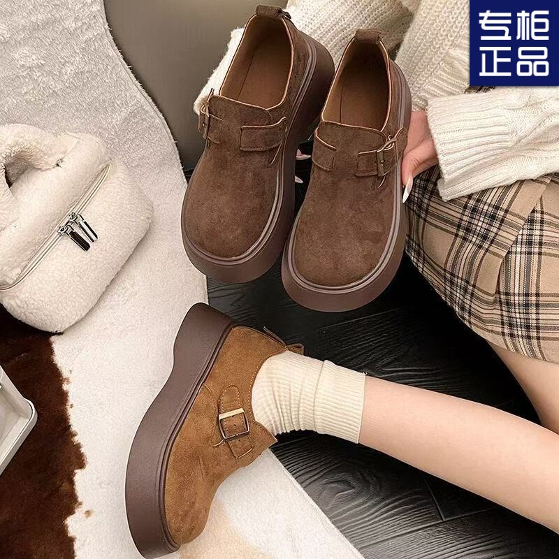2025 Spring New Retro Fashion Slip-On Loafers Small Thick Sole Heightening Casual Birkenstock Shoes for Women
