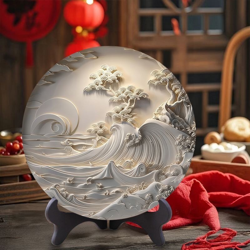 浮雕壁画立体感相框摆台乘风破浪新中式客厅书房创意高档桌面摆GG|undefined