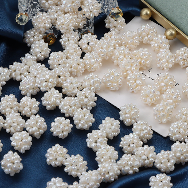 12-13mm Pearl Flower Ball Handmade DIY Earring Necklace Accessories Material Classic Style 