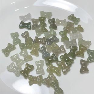 Natural Qinghai material Hetian Jade Bow through hole back Cloud diy accessories fine and good quality