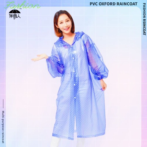 PVC Oxford Fashion Crystal Polka Dot Unisex Full-Length Waterproof Raincoat for Outdoor Travel Hiking and Cycling