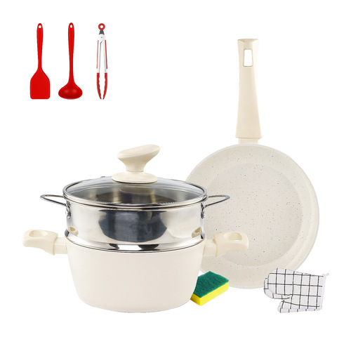 Medical stone pan, non-stick frying pan, wok, pancake, omelette, food supplement, small soup pot, steamer, induction cooker, universal