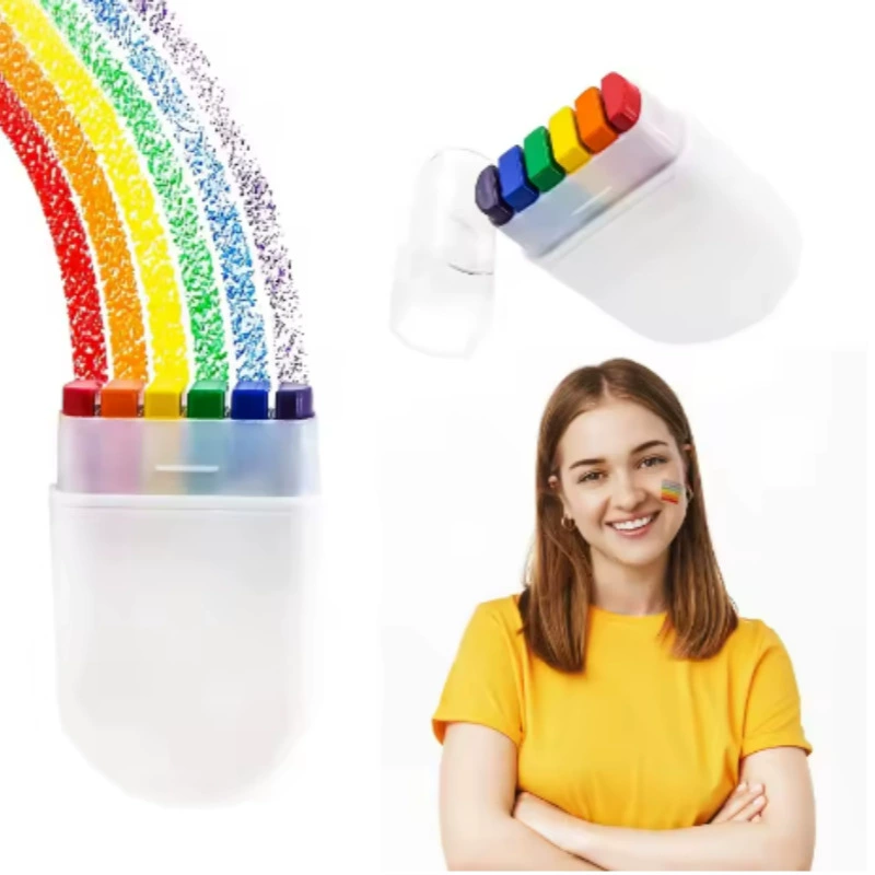Party festivals fans makeup face color 6 -color rainbow finger painting stage painting DIY human body painting
