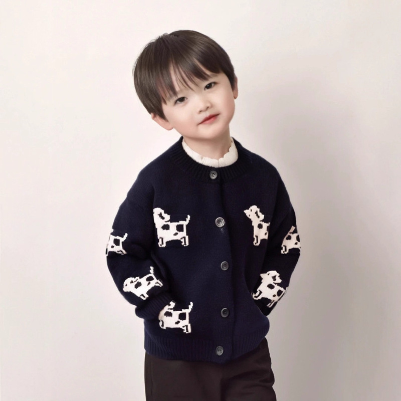 儿童针织毛衣2025秋季新款男女童韩版小狗毛衣开衫宝宝卡通上衣|undefined