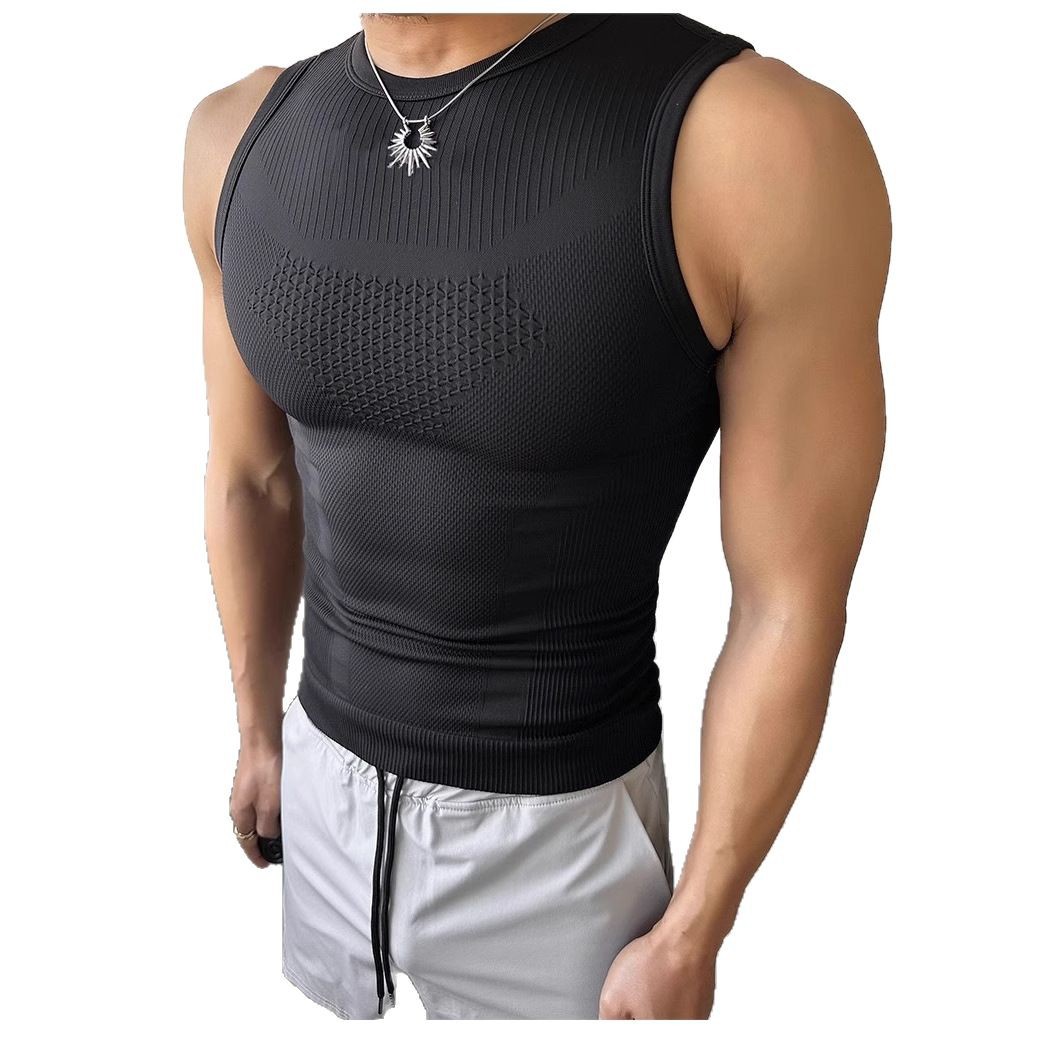 Summer Men's Sleeveless Waistcoat Fitness Sports Vest Seamless High Elastic Breathable Sweat-wicking Quick-drying Outdoor Tight Top