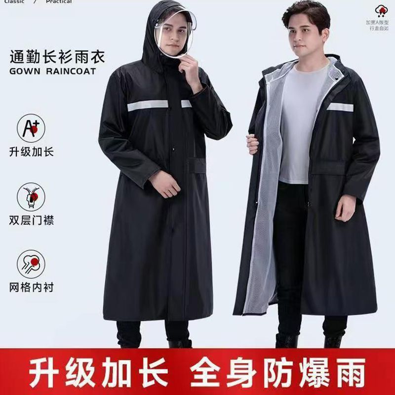 Raincoat largo a prueba de tormentas para hombres y mujeres al aire libre una sola capa de lluvia a pie gruesa larga protección ambiental y protección del trabajo