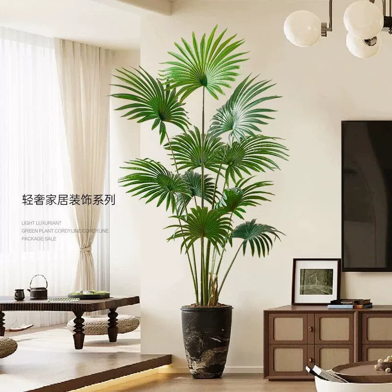 Искусственное зеленое растение, высококачественное, роскошное, большое, калифорнийское, веерное, напольное, в горшке, для гостиной, декоративное украшение из искусственного дерева.