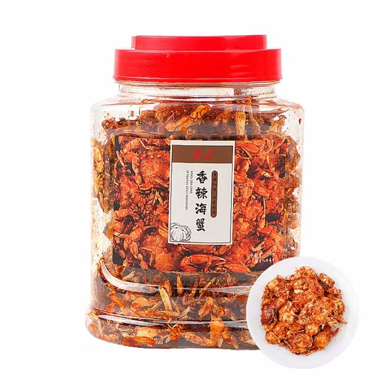 即食香辣小海蟹海味小零食罐装麻辣海鲜小吃甜辣香脆小螃蟹解馋