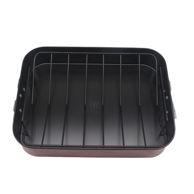 Turquía RoasterPan no tocando con mango, bandeja de pollo con soporte, bandeja de peru en forma de V, Amazon Hot Sale