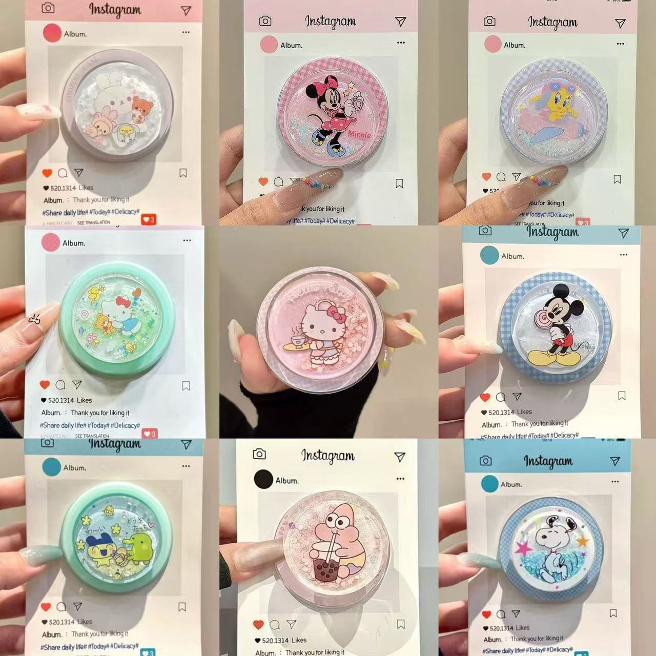 New Quicksand Snoopy Compatible Magsafe Magnetic Stand Strong Adsorption Desktop Retractable Airbag