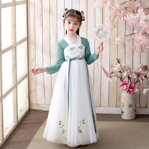 girls hanfu Chinese wind super fairy costume dress with elegant thin children hanfu Ru skirt