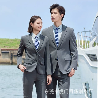 色纺西服男士上班商务休闲正装婚庆弹力西装上衣外套女白领职业装