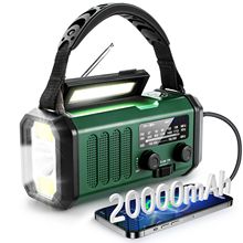 手搖太陽能便攜式手電閱讀燈新升級20000mAh跨境多功能應急收音機