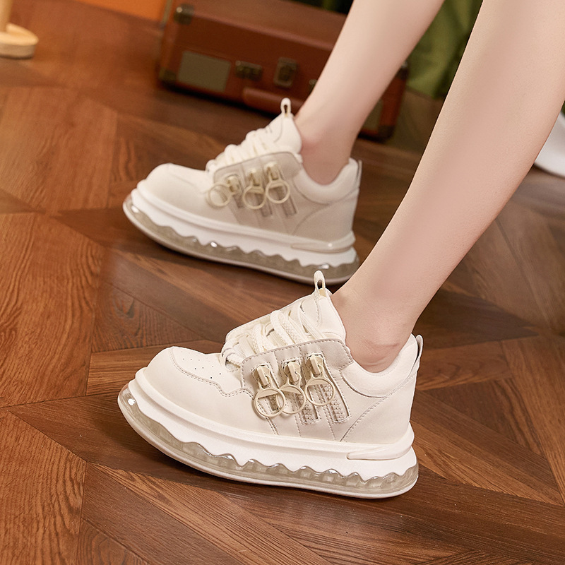 Women's white sneakers 2026 autumn new model, thick-soled, height-increasing, fashionable full-length air cushion versatile sports casual shoes Women's white sneakers 2026 autumn new model, thick-soled, height-increasing, fashionable full-length air cushion versatile sports casual shoes