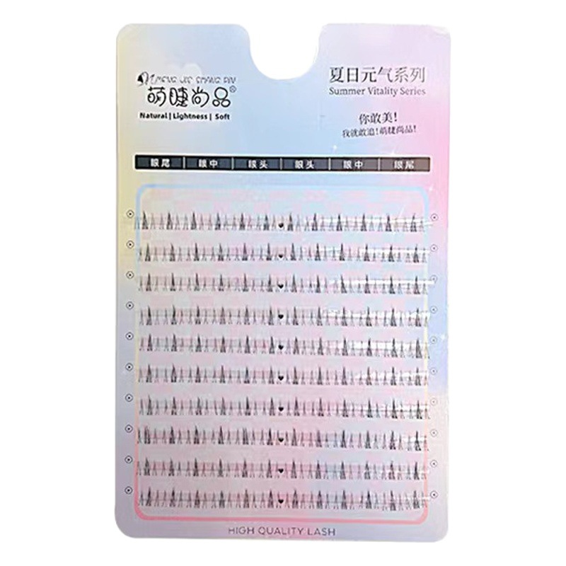 Cute Eyellies Shangpin Lazy Pestañas inferiores segmentadas Orejas de gato Trilogía de tallo transparente Pestañas postizas para principiantes segmentadas de un solo grupo