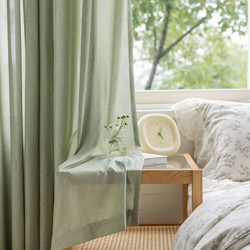 Japanese fresh colored green curtain, cloth, simple and elegant design