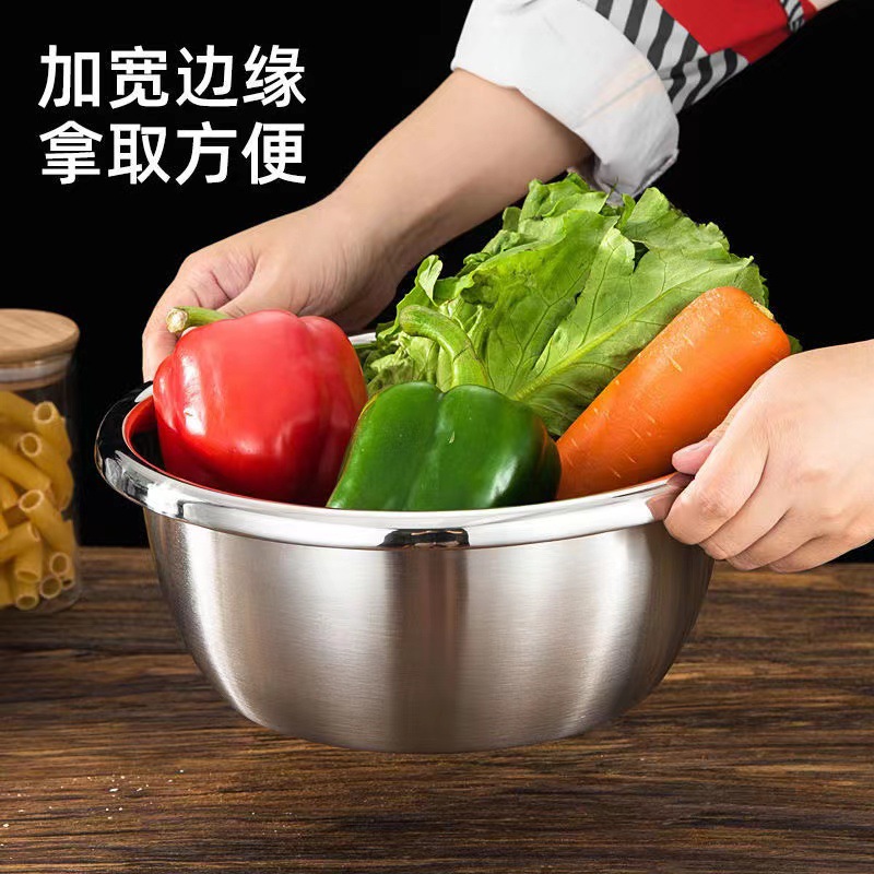 304 Thickened Stainless Steel Basin Home European Multifunctional Basin Rice Hall Home Egg Beater Soup Basin Vegetable Washing Basin Seasoning Tank
