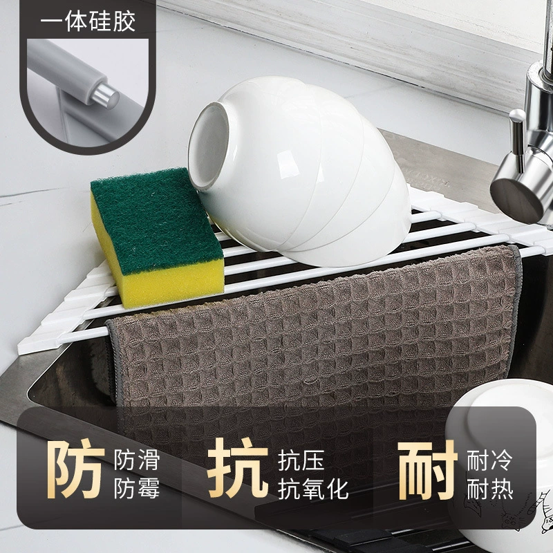 Складная силиконовая сушилка для кухонной раковины, треугольная изолированная стойка для фильтра для воды для фруктов и овощей, роликовая стойка для раковины, стеллаж для хранения посуды