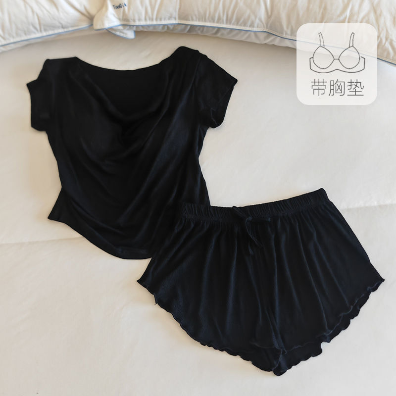 スーパーテクスチャーモーダル〜綿韓国風パジャマ女性用春夏新作半袖アウターホーム服サマースーツ