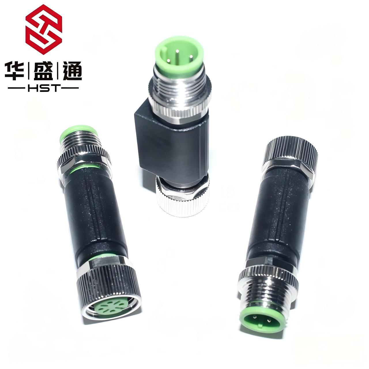 M12转M12连接器4针5孔免线防水转接头工业以太网传感器布线插头