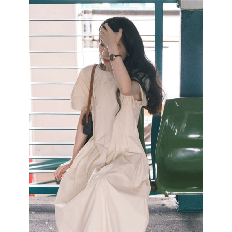 OK-117 Летняя элитная рабочая одежда для миниатюрных размеров, свободное платье для перерыва на чай, французские пышные рукава, стройнящее и красивое платье