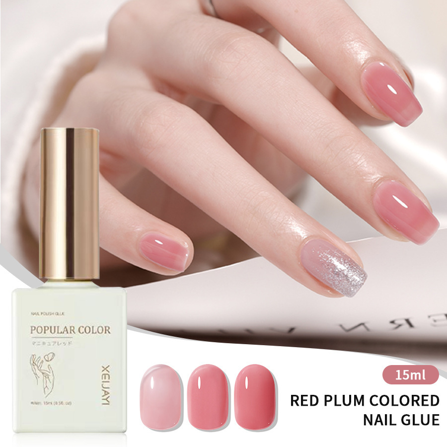 New white nail polish glue Red Ice transparent nail polish shop special long-lasting firm Nail Polish glue suit