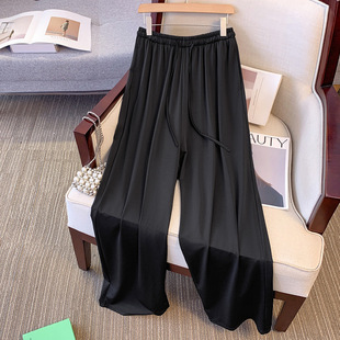 Deformable plus size Women's chubby girl Style Casual Wide-leg Pants High Waist Simple Solid Color 2024 Summer New Women