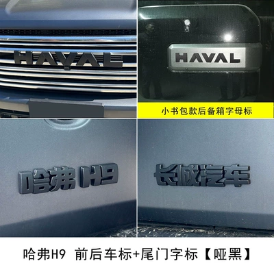 Car logo H9 with blackened front and rear - matte-blacksmall-front-badge-front-emblem-tailgate-lettering-haval-h9