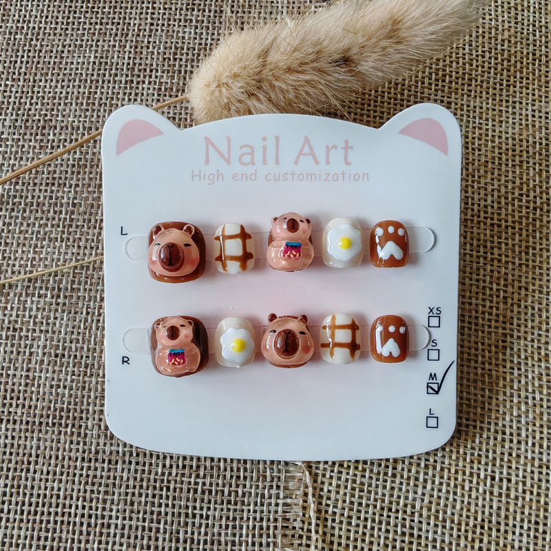 Pure Handmade Children's Wear Nail Pieces Cartoon Students Anti-bite Nail Patch Little Girl Cabibala Nail Pieces Pure Handmade Children's Wear Nail Pieces Cartoon Students Anti-bite Nail Patch Little Girl Cabibala Nail Pieces