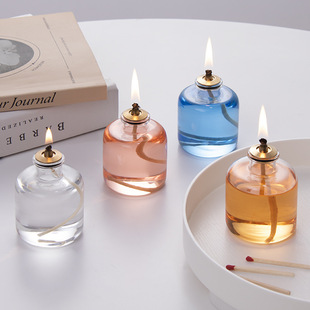 Atmosphere Sense Household Oil Lamp Outdoor Hotel Restaurant Transparent Glass Small Oil Lamp Simple Style Desktop Decorative Ornaments